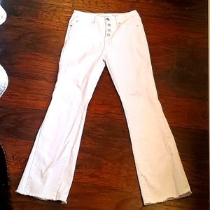 Seven7  High rise flare white jeans